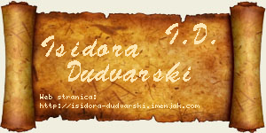 Isidora Dudvarski vizit kartica
